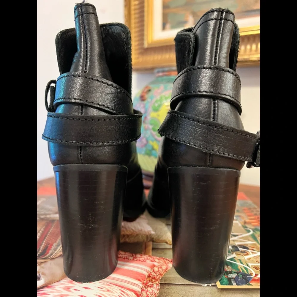 Allsaints Jules Jodhpur  Pony Hair and Leather Belted Booties - Picture 7 of 12